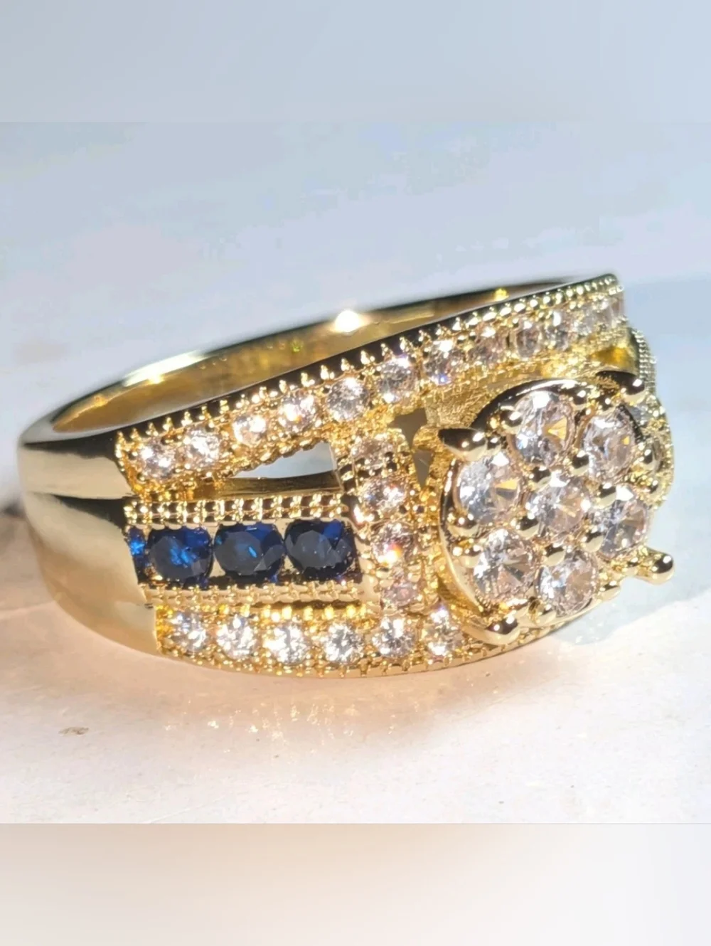 Classic Bright Sparkling Men's 4 Ct Lab-Created Diamond Sapphire Band Ring Sz 10